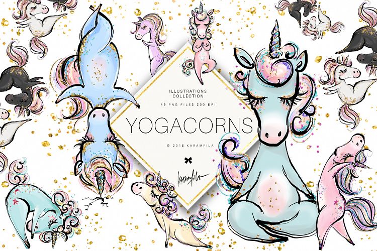 Yoga Unicorns Clipart