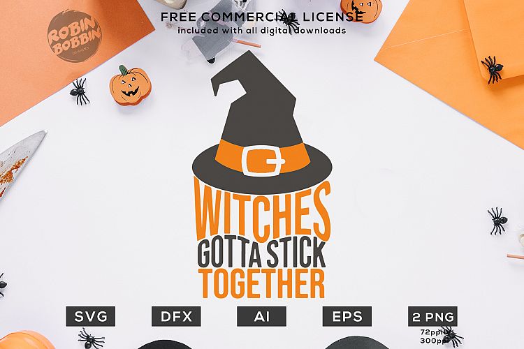 Witches Gotta Stick Together Halloween Design SVG DXF EPS AI