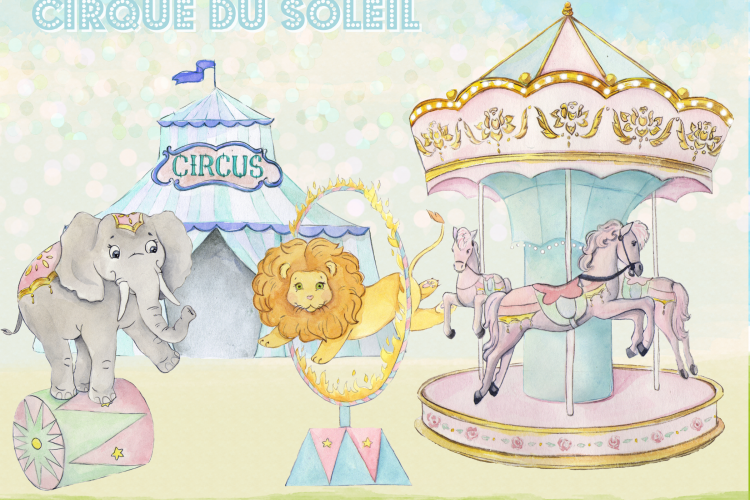 Watercolor Circus Clipart Images by Whimseez