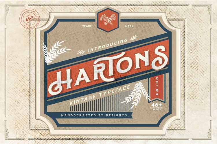 Hartons Vintage Typeface and Extras