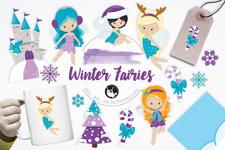 Winter Fairies graphics and illustrations