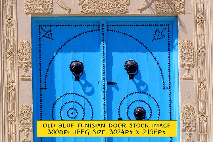 Cobalt Blue Traditional Ornate Tunisian Door and Archway