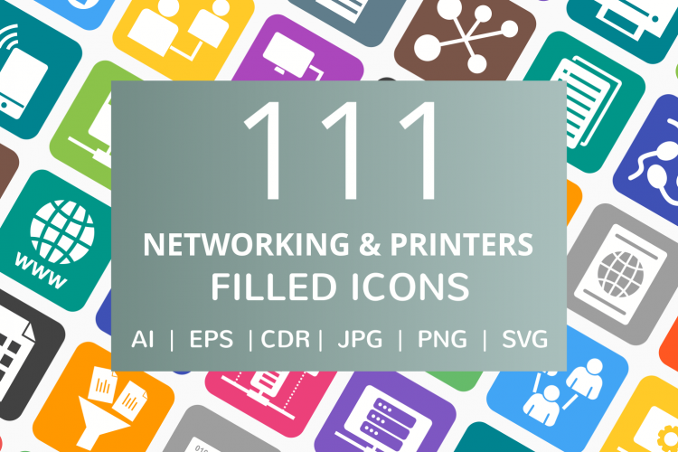 111 Networking   Printers Filled Round Corner Icons