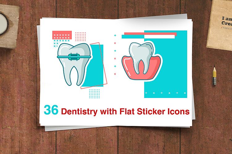 Dentistry with Flat Sticker Icons