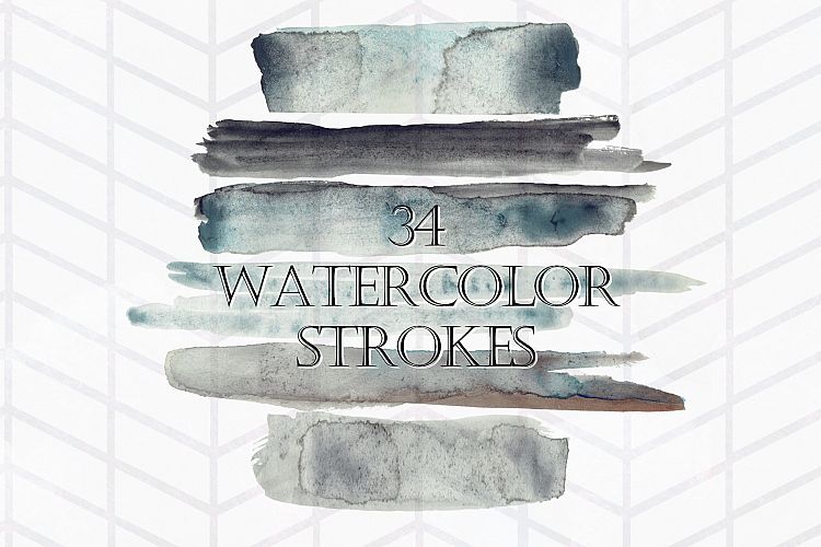 34 Moody Watercolor Brush Strokes