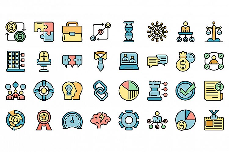 Business collaboration icons set vector flat example image 1