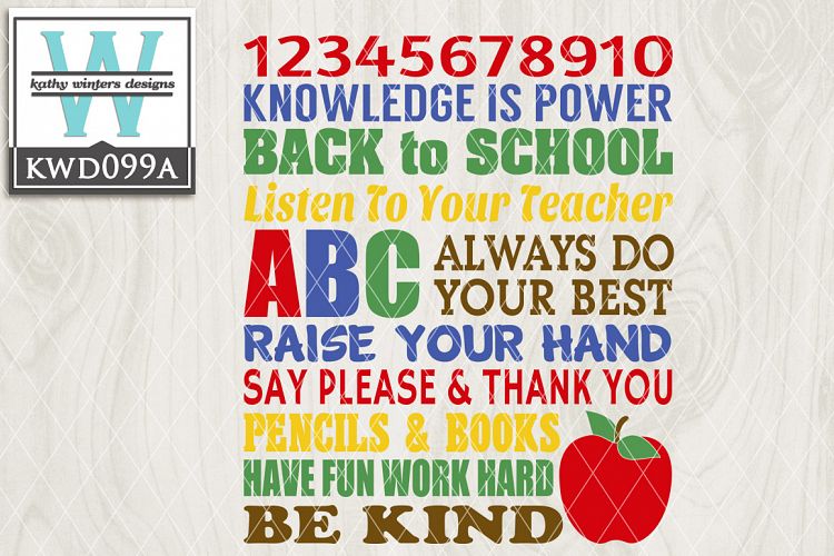 School Cutting Files KWD099A