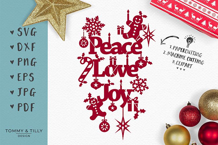 Peace Love Joy - SVG EPS DXF PNG PDF JPG Cut File