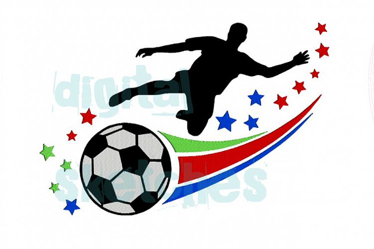 Soccer Player Machine Embroidery Design 3 Sizes