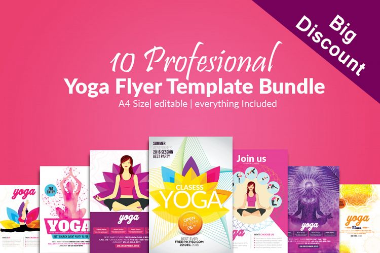 10 Yoga Flyer Template Bundle
