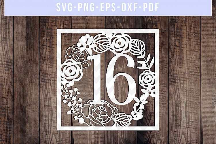 Download 16 Birthday Square Papercut Template, Sweet 16 Card, SVG ...