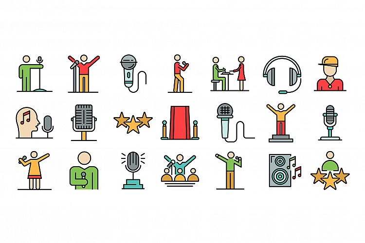 Singer icons vector flat