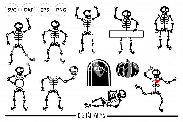 Halloween Skeleton SVG / PNG / EPS / DXF files example image 1