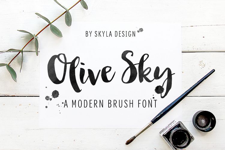 Modern brush font - Olive Sky