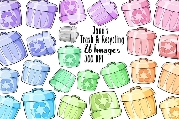 Kawaii Trash and Recycling Clipart