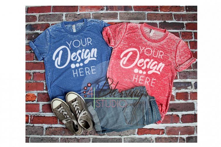 Bella Canvas 3650 Mockup Tshirt Mockup Red Royal Acid Wash