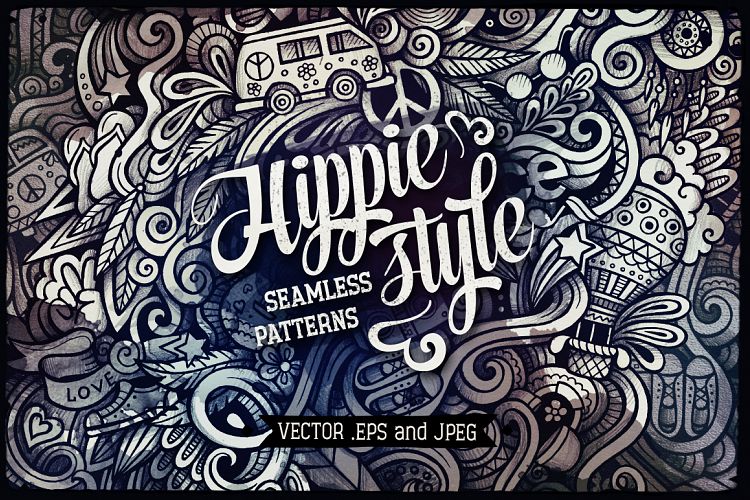 Hippie Graphic Doodles Patterns