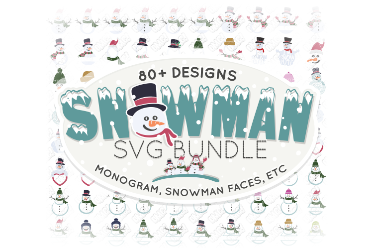 Snowman SVG Monogram Christmas in SVG, DXF, PNG, EPS, JPEG