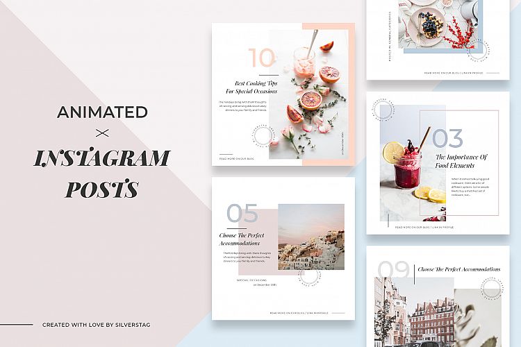 ANIMATED Food & Travel Instagram Posts - Modern Animated Instagram Post Templates