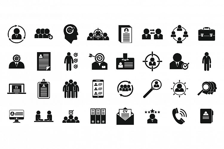 Headhunter icons set, simple style example image 1