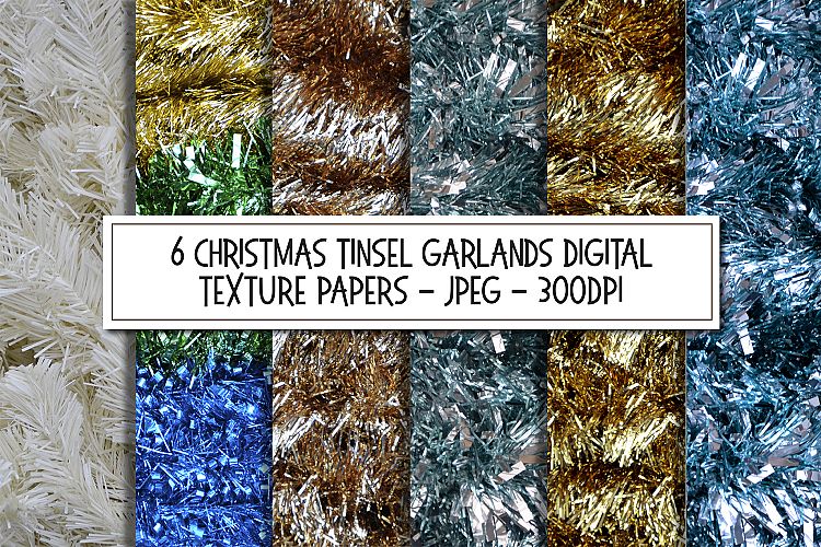Six Sparkling Christmas Tinsel Texture Backgrounds