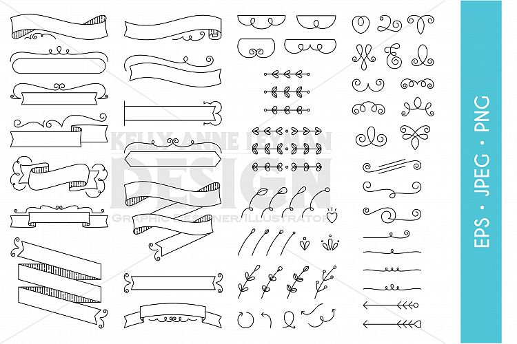 Digital Ribbons Clipart, Digital Labels Clipart, Dividers