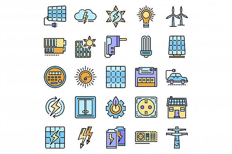 Energy equipment icon set line color vector example image 1