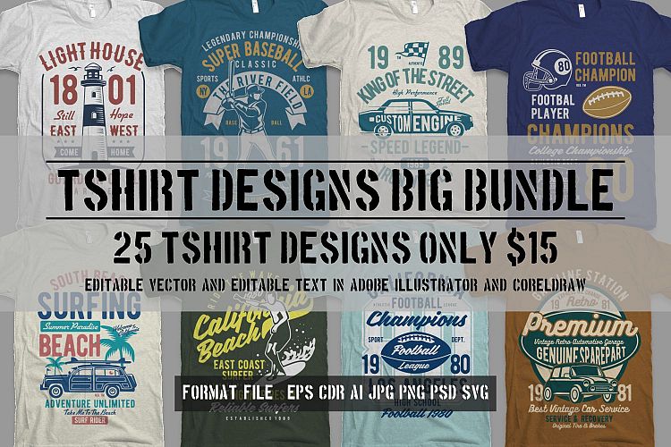 25 Premium Tshirt Designs Big Bundle 8