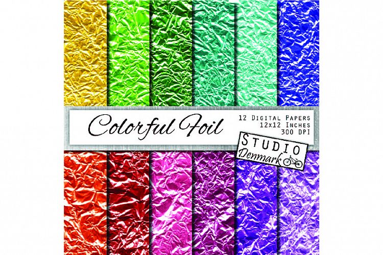 Colorful Foil Digital Paper - Bright Colored Foil Metallic
