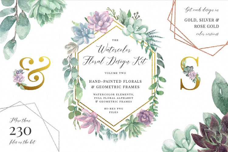 Watercolor Floral Design Kit 2