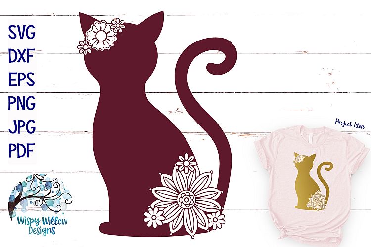 Floral Cat SVG Cut File