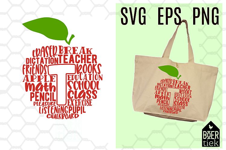 T from Teacher, wordcloud, SVG file