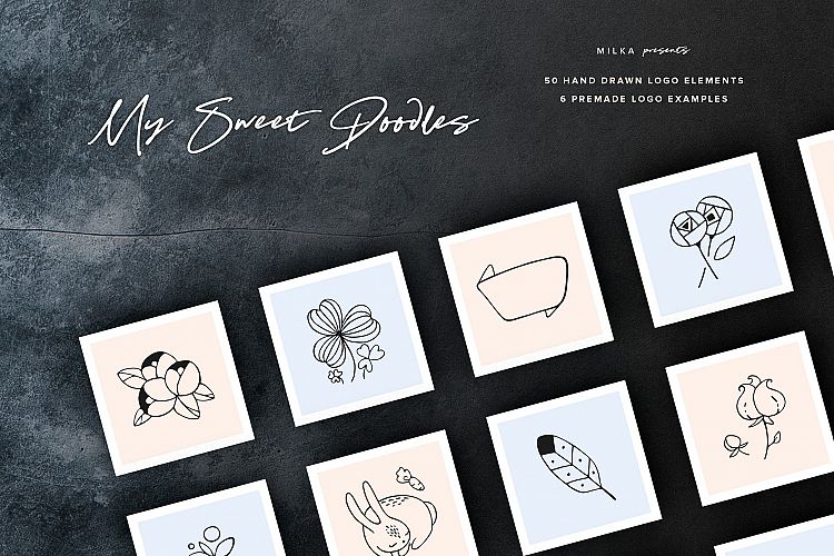 50 Hand Drawn Logo Elements