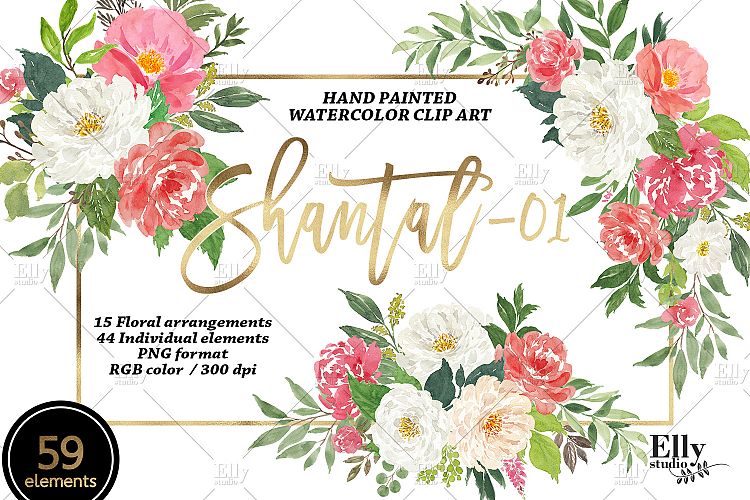 Watercolor Flowers clipart - Shantal