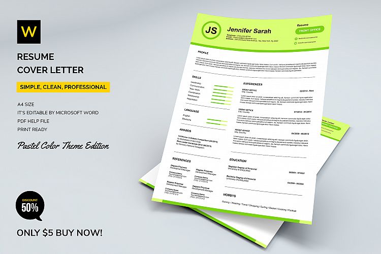 Resume / Cover Letter - Pastel Colors
