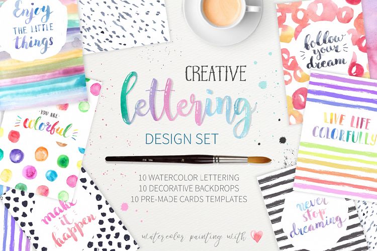 Watercolor Lettering Creative Set