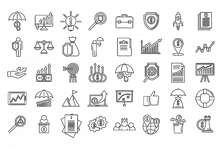 Crisis manager money icons set, outline style example image 1