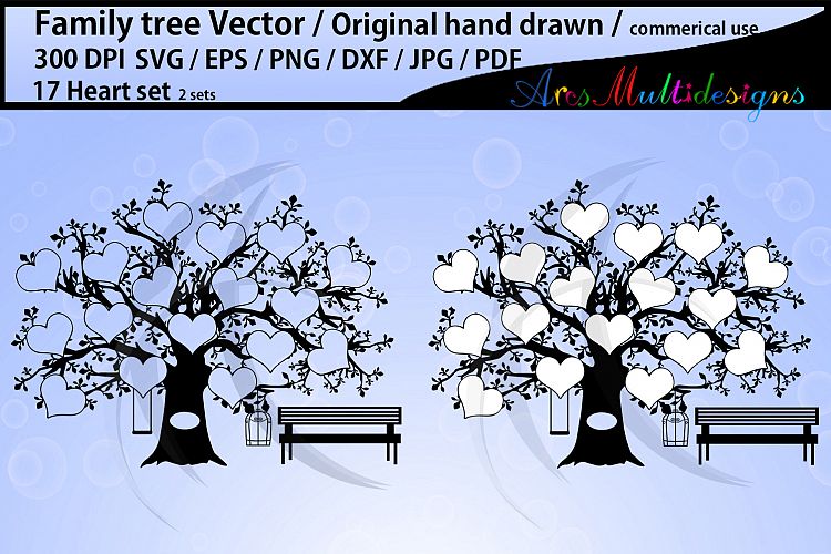 Download 17 Hearts Family Tree SVG (409732) | Illustrations | Design Bundles