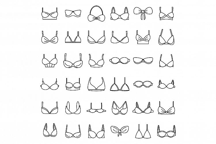 Modern bra icons set, outline style example image 1