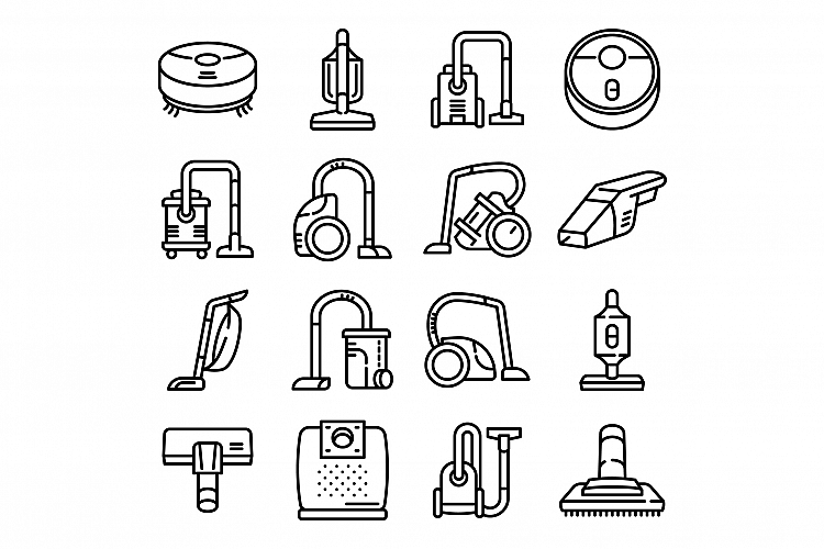 Vacuum cleaner icons set, outline style example image 1