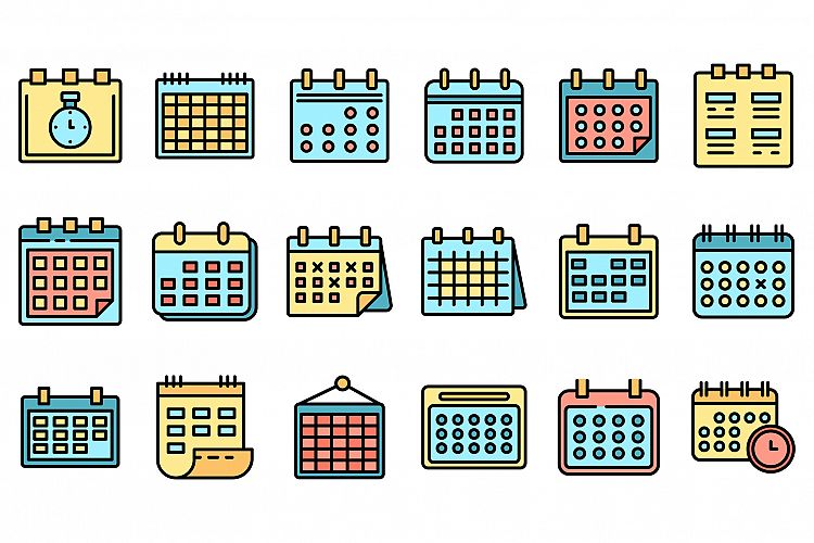 Calendar icons vector flat example image 1