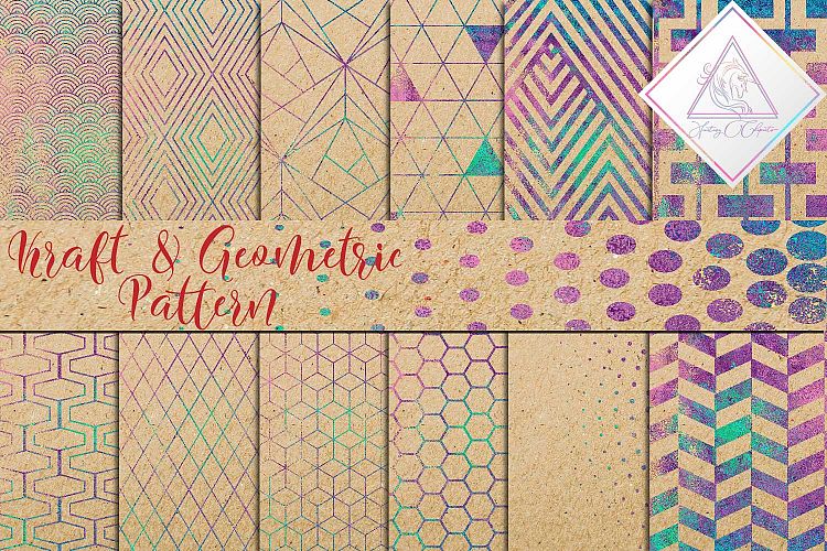 Kraft Digital Paper   Geometric Pattern