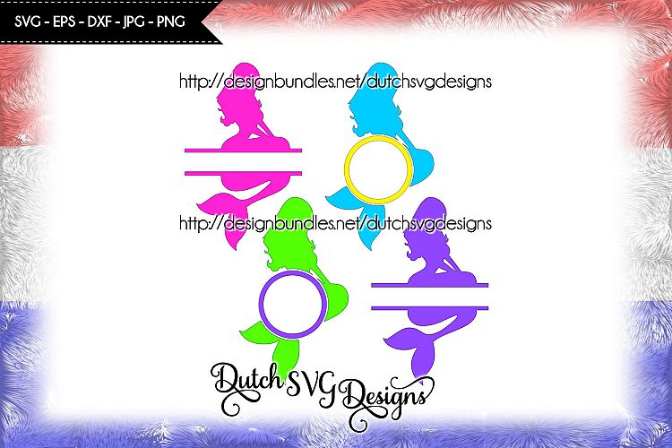Mermaid monogram cut file, mermaid split monogram svg