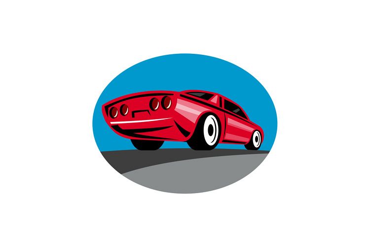 American Muscle Car Oval Retro