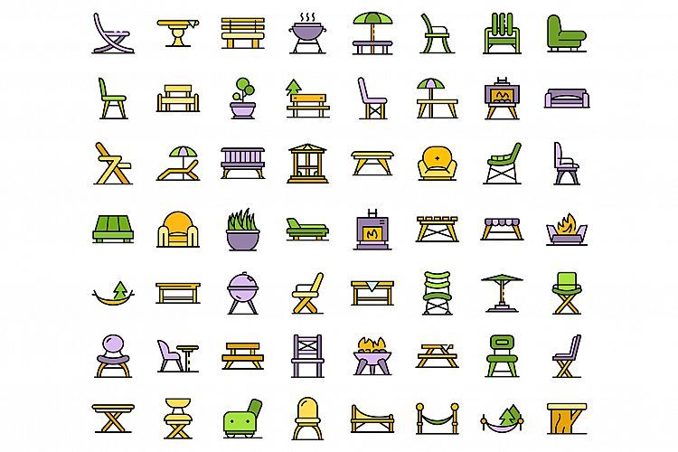 Garden furniture icons vector flat example image 1