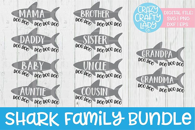 Shark Family Bundle SVG DXF EPS PNG Cut Files