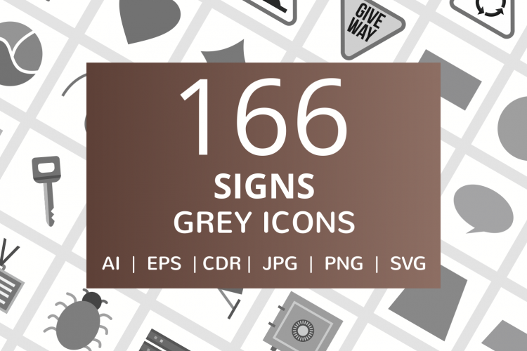 166 Sign Flat Greyscale Icons