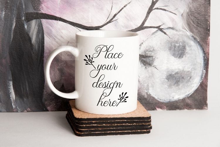 Halloween coffee mug mockup spooky dark autumn fall mock up