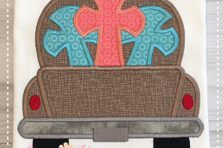 Vintage Truck with Crosses Applique Design 4x4, 5x7, 6x10, 8x8 example image 1