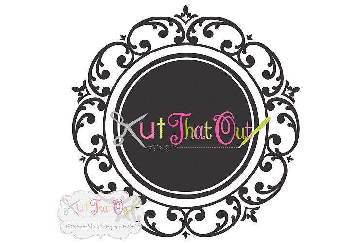  Scallop Scroll Monogram Font Frame SVG & DXF Cut File